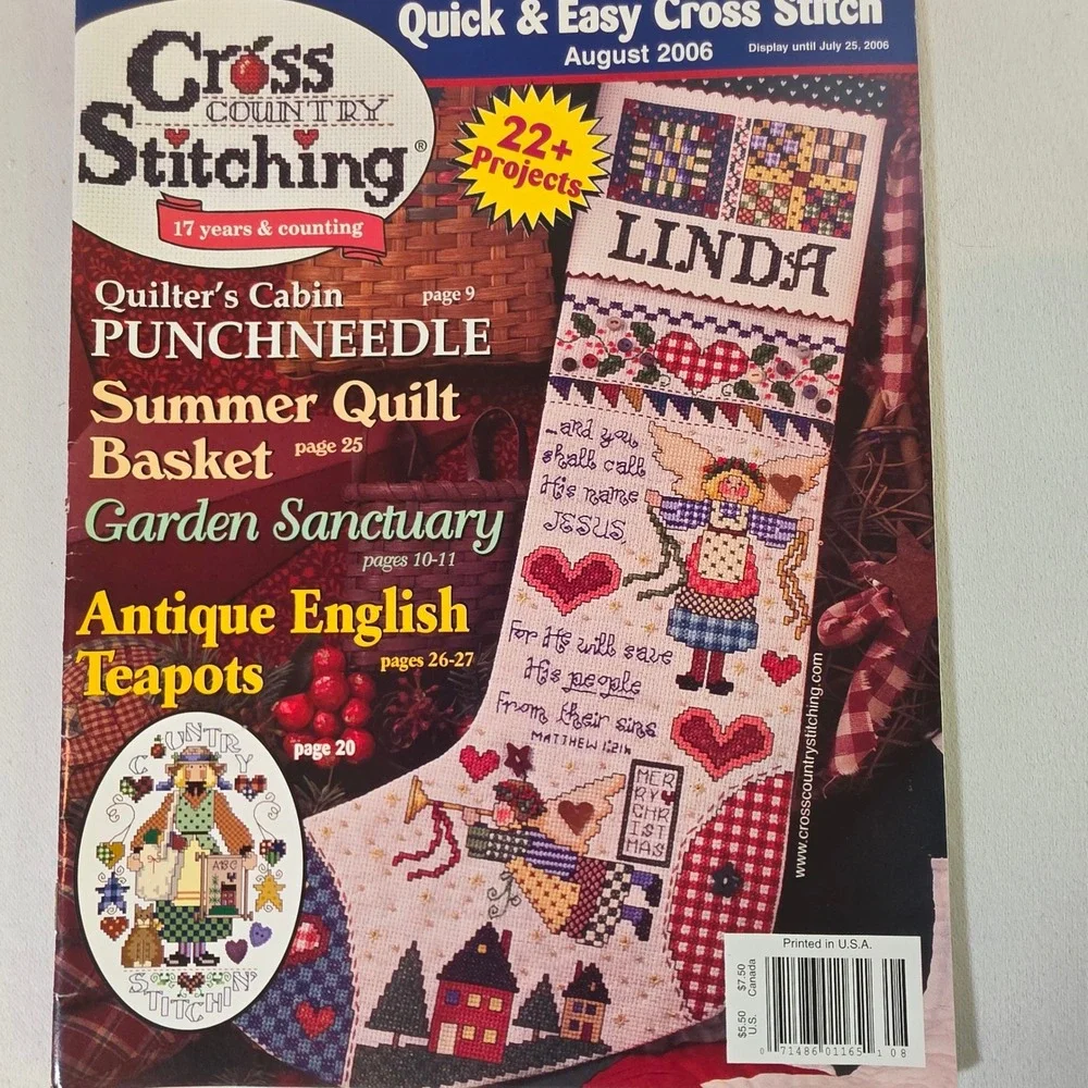 Cross Country Stitching August 2006 Cross Stitch Patterns Primitive Folk Art OOP
